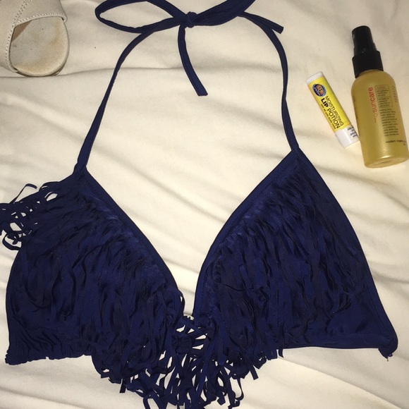 Blue giraffe bikini with blue fringe - Picture 4 of 7